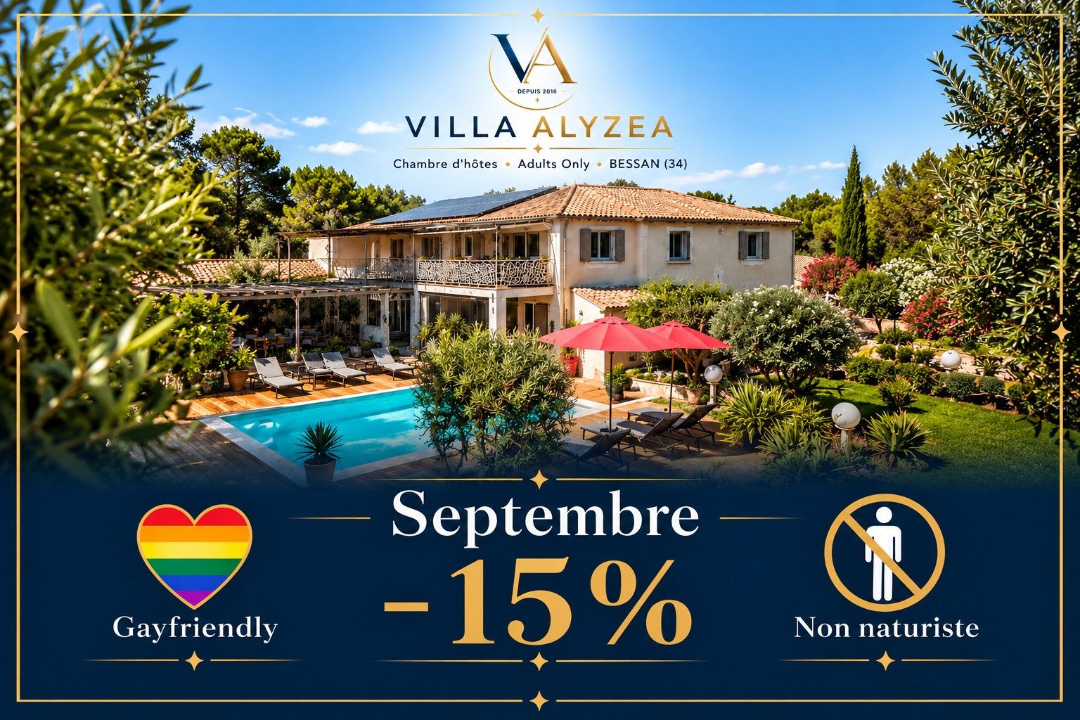Villa Alyzea, chambres d'hôtes avec piscine chauffée et jacuzzi - Adults only Villa Alyzea, chambres d'hôtes avec piscine chauffée et jacuzzi - Adults only